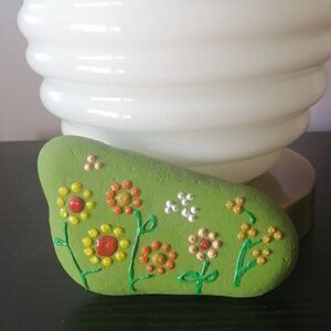 Hand-Painted Floral Decorative Stone